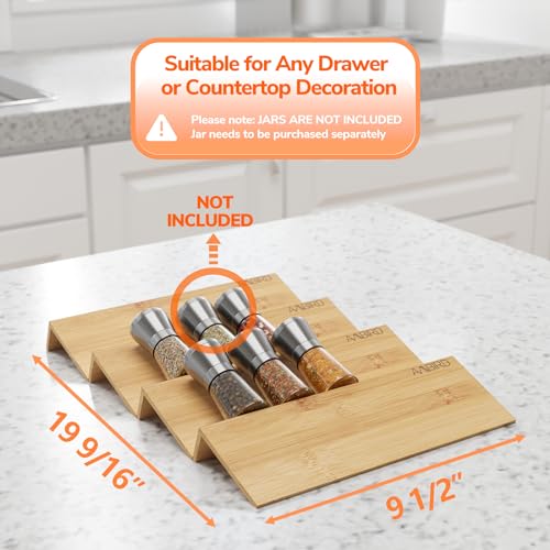 Bamboo Spice Drawer Organizer with Non (4 Pcs x 9.5'' W / Natural)