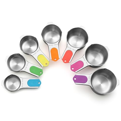 Magnetic Stainless Steel Measuring Cups Set of 7 Patented (Neon / Magnetic - Set of 7)
