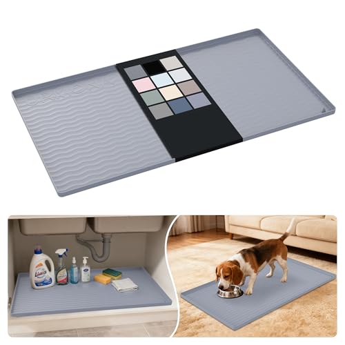 Waterproof Silicone Under Sink Mat (Light Grey / 19"W x 34"L)