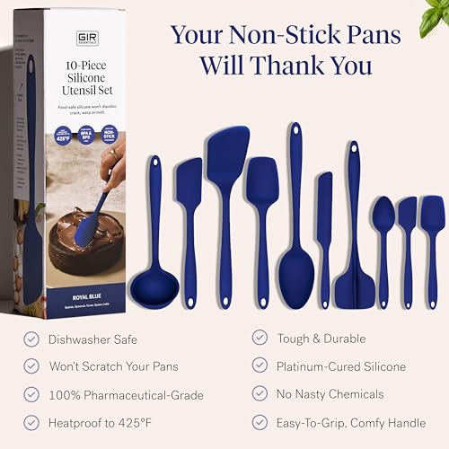 10 Piece Silicone Essentials Kitchen Utensils Set (Royal Blue / 10 - Piece Set)