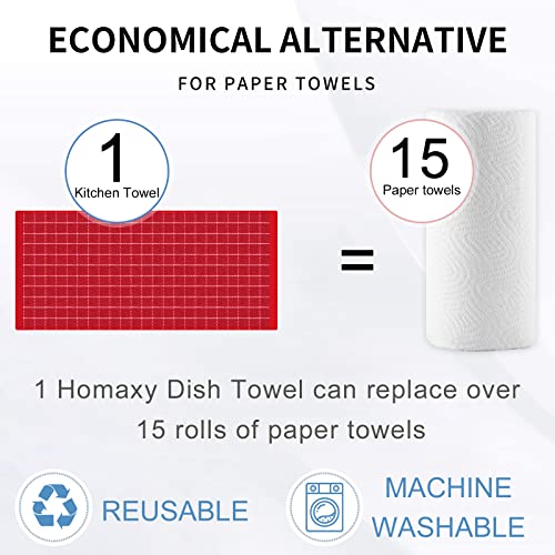 100% Cotton Terry Kitchen Towels (Red / 13 X 28 - 4 Pack)