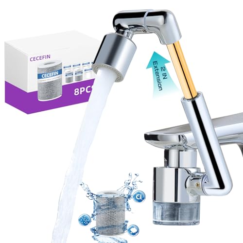 1440° Sink Water Filter Faucet Extender 3.0 (D- Silver3- Telescopic Filtered Swivel Aerator)