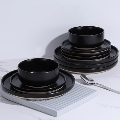 Plates and Bowls Sets for 8 (Charcoal Black)