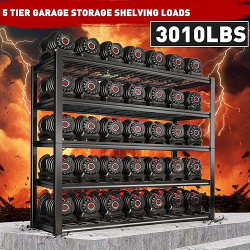 48.2" W Storage Shelves for Garage (5-Tier, 48.2"W x 24.5"D x 72"H)