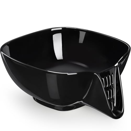 Ceramic Food Strainer with Integrated Drain Spout (Black)