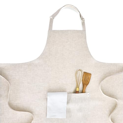 100% Pure Linen Apron Natural Woven (Light Natural / 38 X 36 Inch)