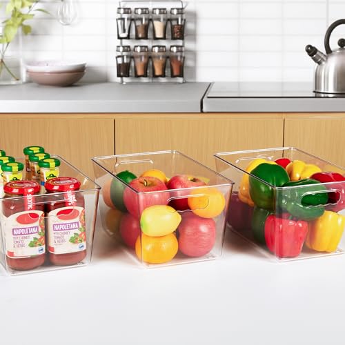 Clear Pantry Storage Organizer Bins (L(11.2"L x 7.5"W x 6"H))