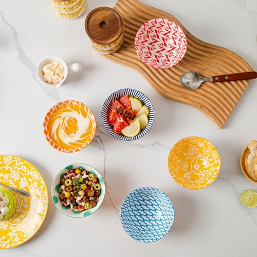 12 Oz Ceramic Small Dessert Bowls Set of 6 (Assorted Colors / 12oz)
