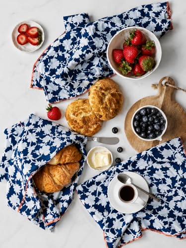 Printed Kitchen Dish Bar and Tea Towels Cotton (Set of 6 (18x28 Inches) / Allover Blue)