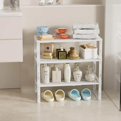 Expandable Spice Rack (3packs/White / LARGE:10.24"D x 16.54"W x 6.42"H)