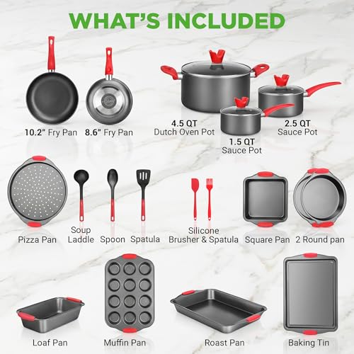 21 Piece Nonstick Cookware Set (21-Piece Set)