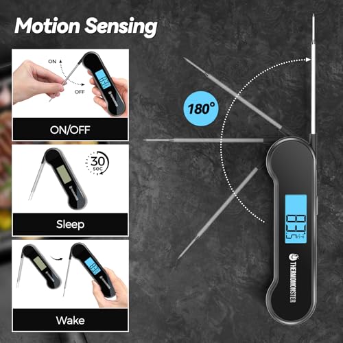 0.5 Sec Instant Read Meat Thermometer Digital for Cooking (Black)