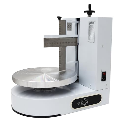 Cake Decorating Coating Machine Cream Spreading Automatic Frosting Turntable with Graduated Scraper 60 (4-12inch / White)