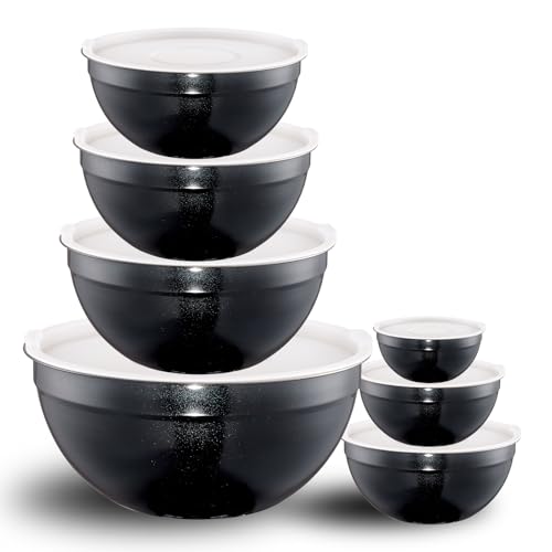 Black Mixing Bowls with Lids Set of 7 (Black / 7 Sizes)