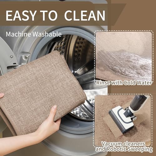 Long Kitchen Runner Rugs Kitchen Mat Non Slip Washable Brown 17"x71" (A- Brown / 17"x71")