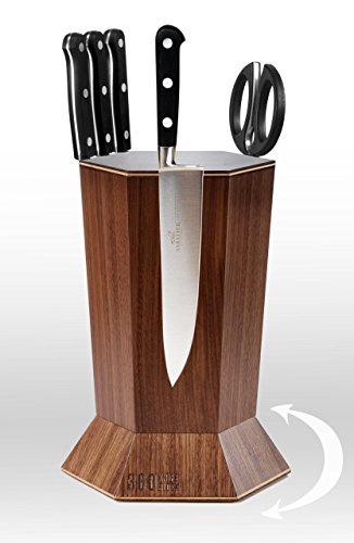 Walnut) ROTATING Magnetic knife block (Walnut)