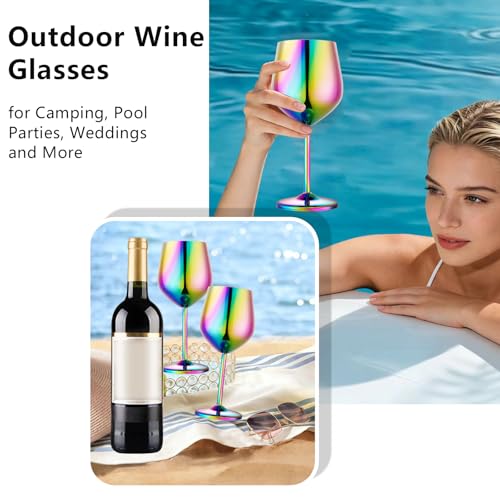 Unbreakable Stainless Steel Wine Glasses Set of 2 (Mirror Colorful / Set of 2)