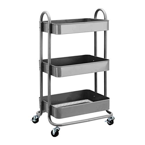 3 Tier Rolling Utility or Kitchen Cart (Charcoal)