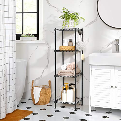 4 Tier Bathroom Shelf (Ink Black + Translucent / 4 Tiers (11.8"W))