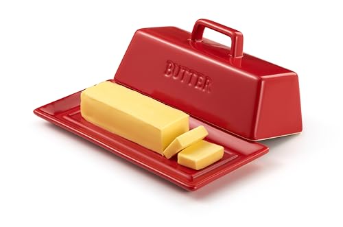 Ceramic Butter Dish with Lid (Red)