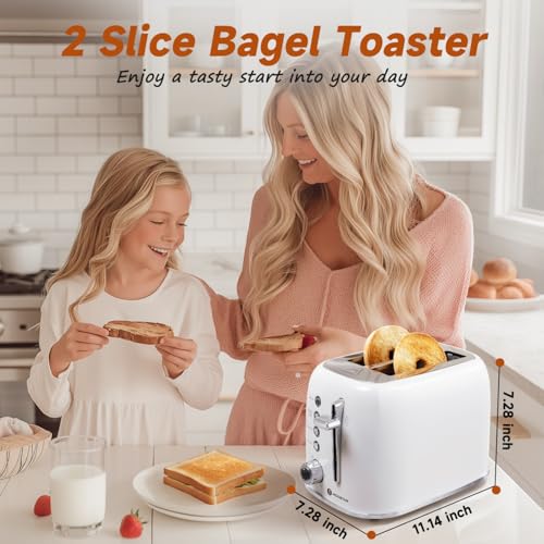 Retro 2 Slice Toaster (Pearl White)