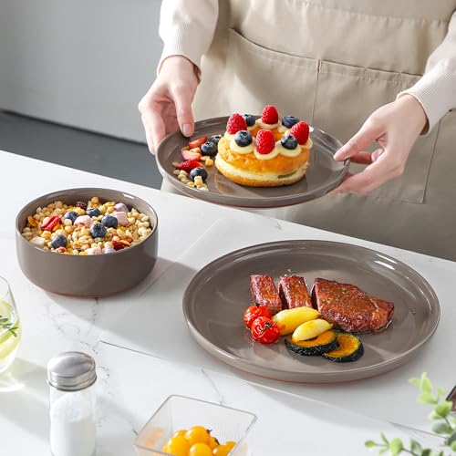 Plates and Bowls Sets (18 Pcs (Service for 6) / Brown)