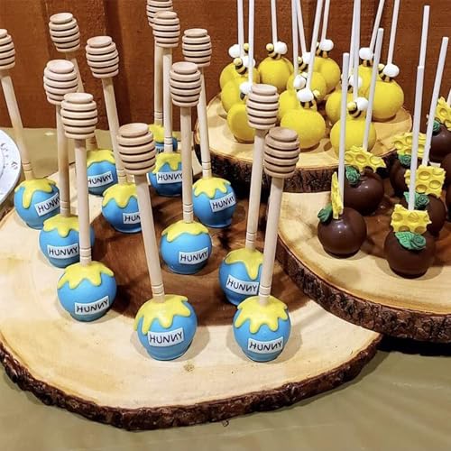 50 Pcs Wooden Honey Dipper Stick Collecting Dispensing Drizzling Jam Portable Wedding Party (15cm)