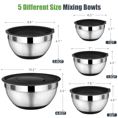 Mixing Bowls with Lid Set (Black)