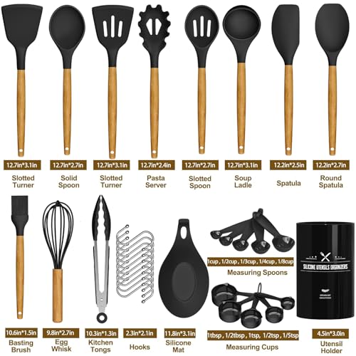 Kitchen Cooking Utensils Set (Black)