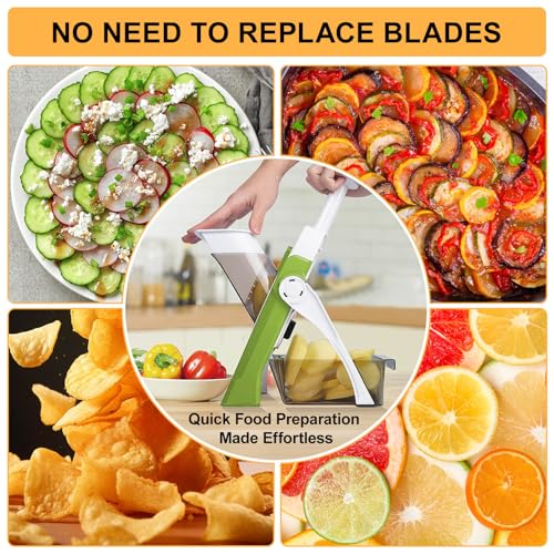 Safe Mandoline Slicer for Kitchen (Green)