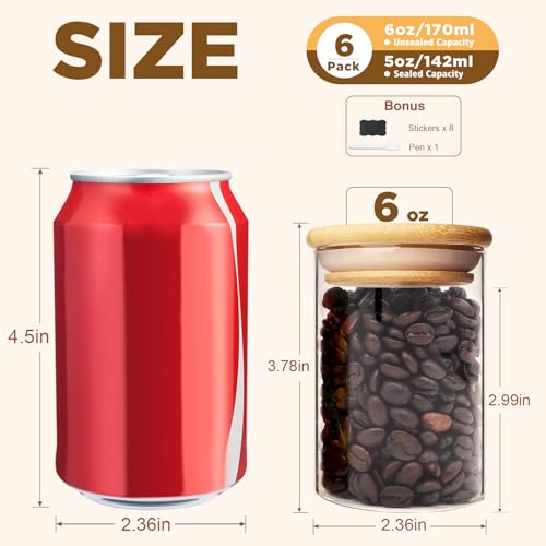 6oz Glass Food Storage Jars (Round-6oz6pc)