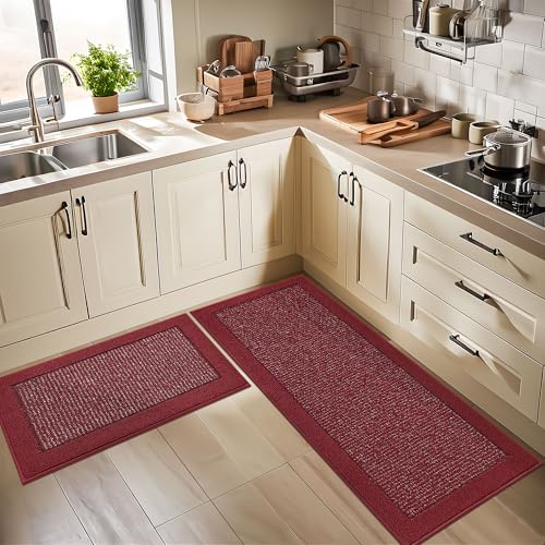Kitchen Rugs Set of 2 (Red / 20"x32"+20"x48" (Rectangular))
