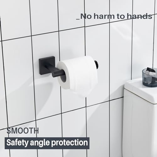 Toilet Paper Holder for Bathroom Toilet Roll Holder Hold Mega Rolls Wall Mounted (Matte Black / Vertical)