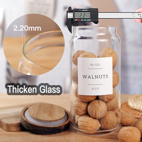 5 Set Glass Pantry Storage Jars with Acacia Airtight Lid (30 oz (5 pcs))