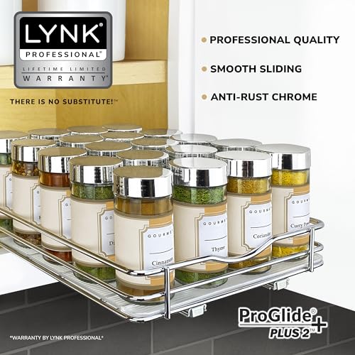 Pull Out Spice Organization for Cabinets (Chrome / 8-1/4" - 1 Tier)