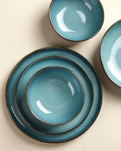 Stoneware Dinnerware Sets for 12 (Green Black / Set (36pcs))
