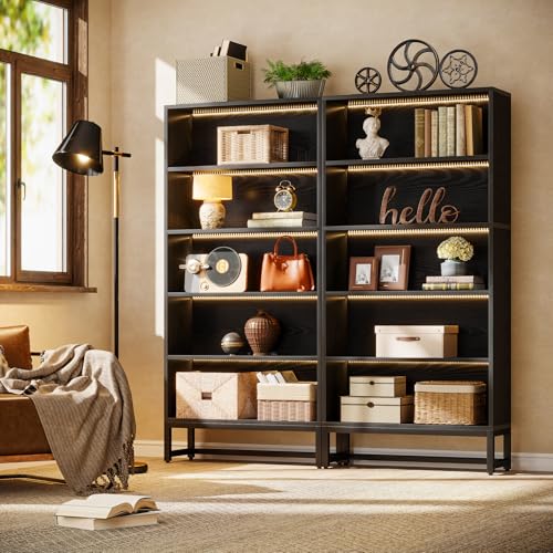 Tall Bookcase Black Bookshelf (Black)