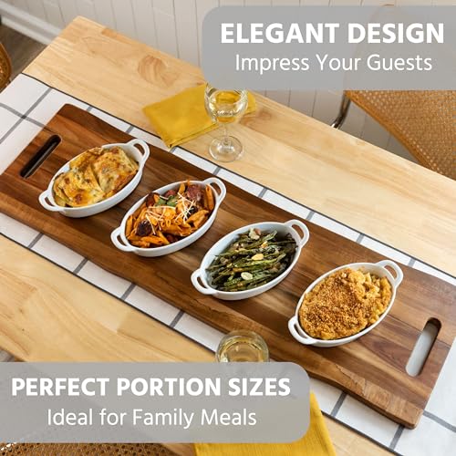 Oval Au Gratin Baking Dishes for Oven Safe and Microwave Cooking and Baking (White)