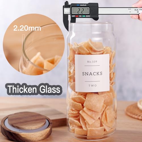 3 Set Glass Pantry Storage Jars with Acacia Airtight Lid (35 oz (3 pcs))