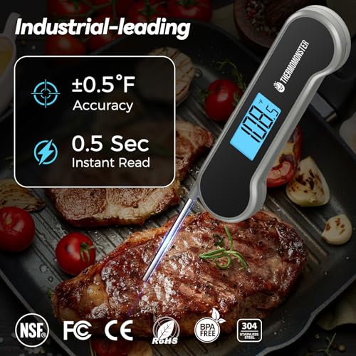0.5 Sec Instant Read Meat Thermometer Digital for Cooking (Grey)