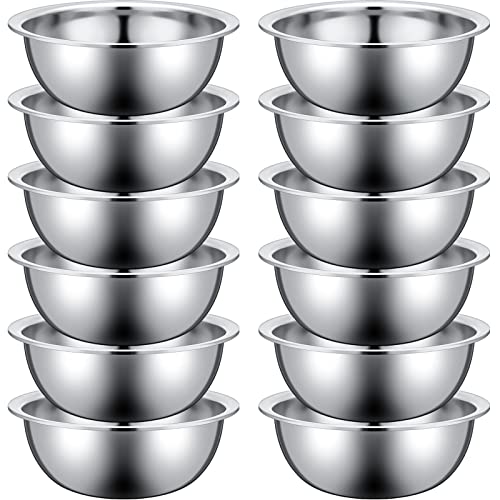 12 Pcs Stainless Steel Mixing Bowls Bulk (12.6 x 4.25 Inch)