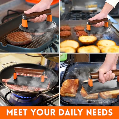 Cast Iron Burger Press Kit (Round and Rectangle)