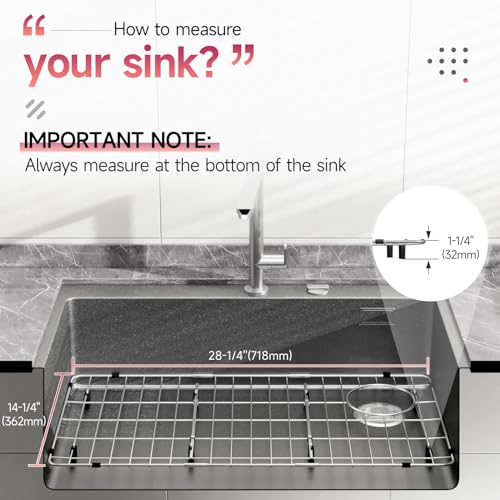 28-1/4" x 14-1/4" x 1-1/4" Stainless Steel Sink Rack for Bottom of Sink (28-1/4''x14-1/4''/Rear Drain)