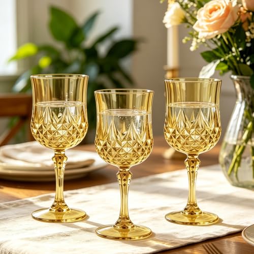 48Pack Plastic Wine Glasses (Gold)