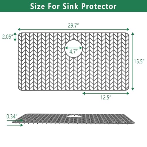Sink Protectors for Kitchen Mat (30"x 16" Rear Drain)