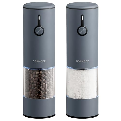 Stainless Steel Electric Salt and Pepper Grinder Set (2pack+Wedgwood Blue)