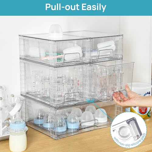 Clear Stackable Storage Drawers (1 Wide+2 Medium+2 Small)