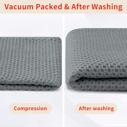 100% Cotton Waffle Weave Kitchen Dish Cloths 8 (Grey / 12 X 12 - 8 Pack)