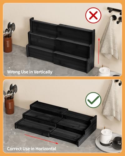 Spice Rack 3 Tier Natural Bamboo (Black)