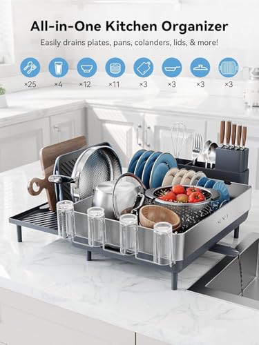 Large Dish Drying Rack (Gray + Silver)